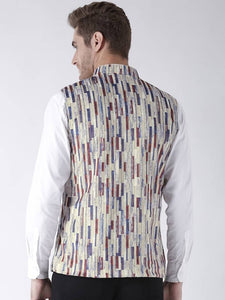 Men's Multicoloured 
Polyester
 Printed Nehru Jackets