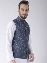 Load image into Gallery viewer, Men&#39;s Blue Viscose
 Printed Nehru Jackets