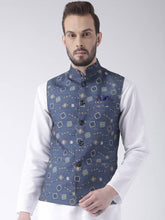 Load image into Gallery viewer, Men&#39;s Blue Viscose
 Printed Nehru Jackets