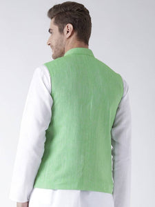 Men's Green 
Linen
 Solid
 Nehru Jackets
