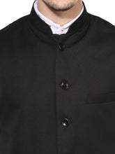 Load image into Gallery viewer, Men&#39;s Black 
Cotton Blend
 Solid
 Nehru Jackets
