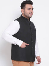 Load image into Gallery viewer, Men&#39;s Black Viscose
 Solid
 Nehru Jackets