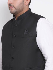 Men's Black Viscose
 Solid
 Nehru Jackets