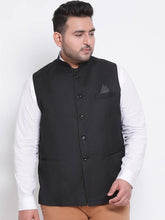 Load image into Gallery viewer, Men&#39;s Black Viscose
 Solid
 Nehru Jackets