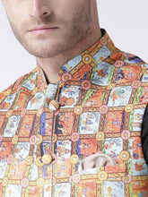 Load image into Gallery viewer, Men&#39;s Orange Viscose
 Printed Nehru Jackets