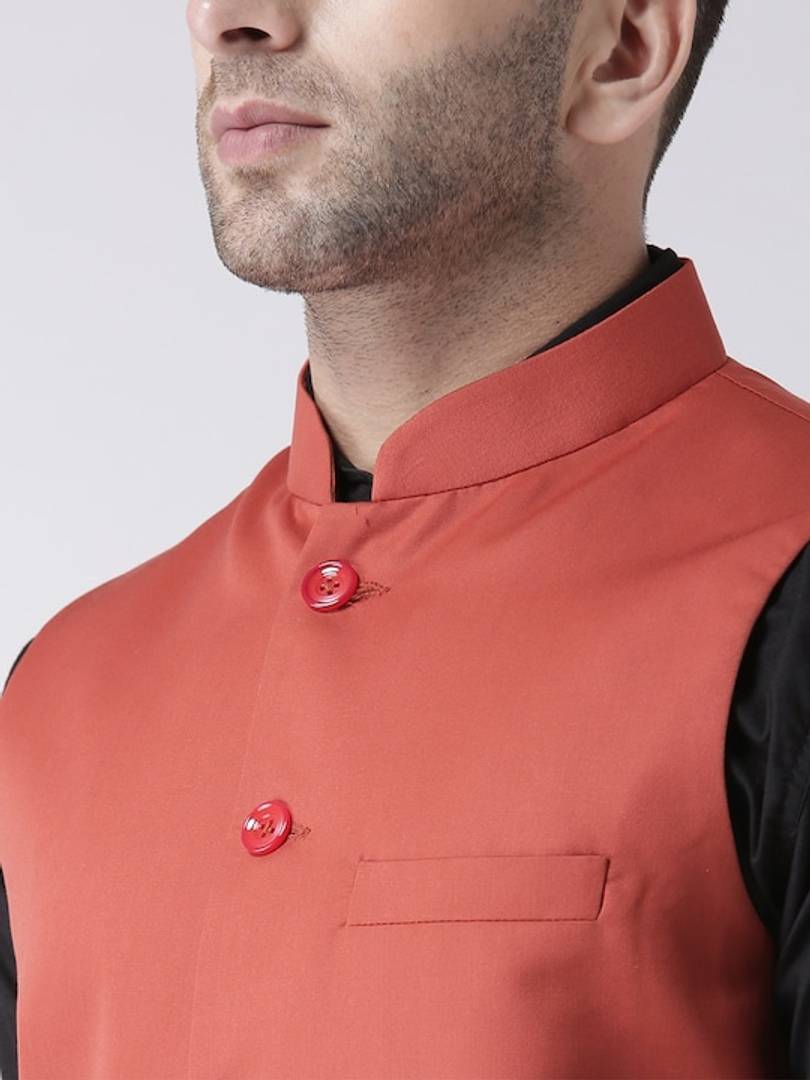 Men's Brown Viscose
 Solid
 Nehru Jackets
