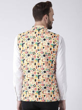 Load image into Gallery viewer, Men&#39;s Multicoloured 
Cotton Blend
 Printed Nehru Jackets