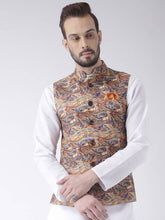 Load image into Gallery viewer, Men&#39;s Brown 
Cotton Blend
 Woven Design Nehru Jackets