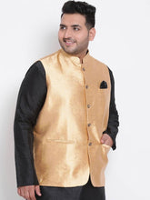 Load image into Gallery viewer, Men&#39;s Golden Viscose
 Woven Design Nehru Jackets