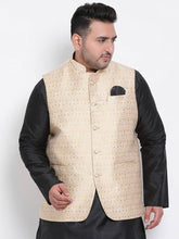 Load image into Gallery viewer, Men&#39;s Beige Viscose
 Woven Design Nehru Jackets