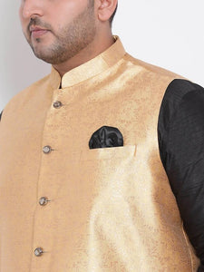 Men's Golden Viscose
 Woven Design Nehru Jackets