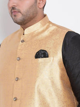 Load image into Gallery viewer, Men&#39;s Golden 
Cotton Blend
 Woven Design Nehru Jackets