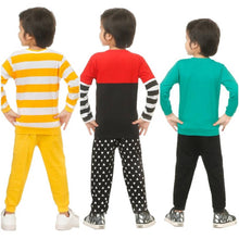 Load image into Gallery viewer, Kid Casual Printed T-Shirt &amp; Trousers Clothing Set II Pack Of 3 ( Green &amp; Yellow &amp; Red)
