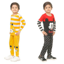 Load image into Gallery viewer, Kid Casual Printed T-Shirt &amp; Trousers Clothing Set II Pack Of 2 ( Yellow &amp; Red )
