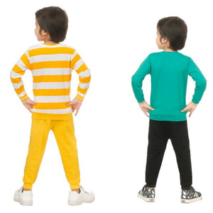 Kid Casual Printed T-Shirt & Trousers Clothing Set II Pack Of 2 ( Green & Yellow)