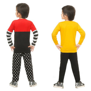 Kid Casual Printed T-Shirt & Trousers Clothing Set II Pack Of 2 ( Red & Yellow)