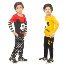 Load image into Gallery viewer, Kid Casual Printed T-Shirt &amp; Trousers Clothing Set II Pack Of 2 ( Red &amp; Yellow)