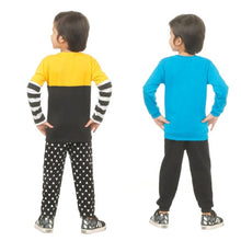 Load image into Gallery viewer, Kid Casual Printed T-Shirt &amp; Trousers Clothing Set II Pack Of 2 ( Blue &amp; Yellow)