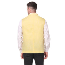 Load image into Gallery viewer, Stylish Cotton Yellow Solid Ethnic Waistcoat For Men