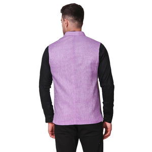 Stylish Cotton Pink Solid Ethnic Waistcoat For Men