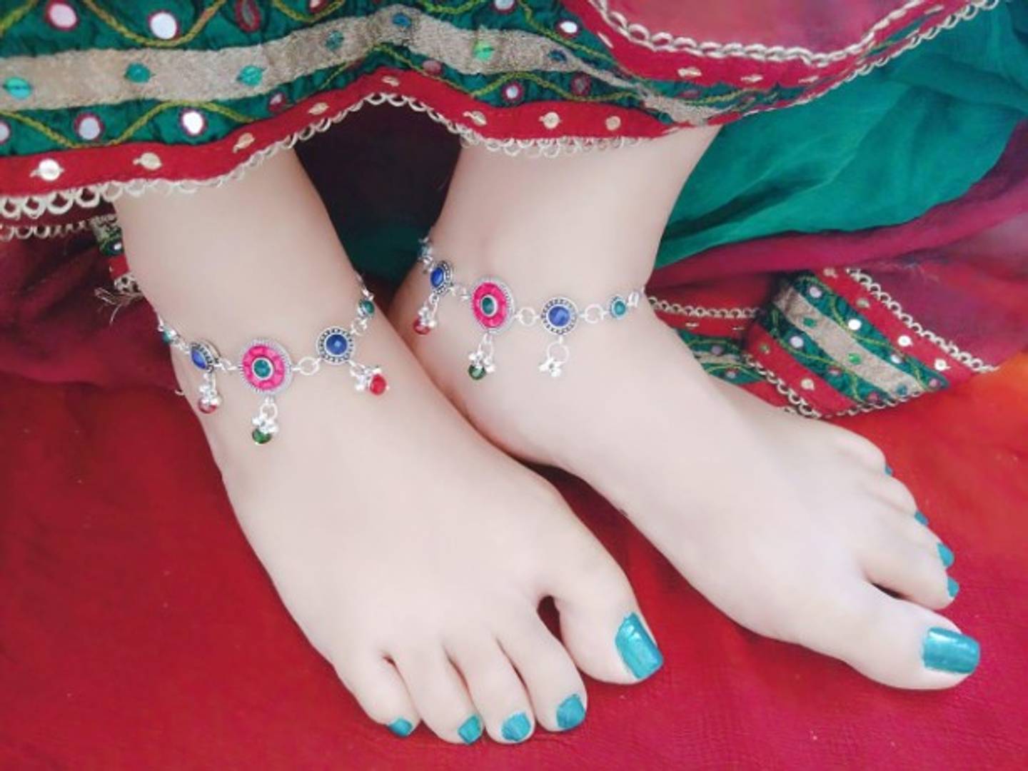 Trendy Beautiful Brass Silver Plated Anklets