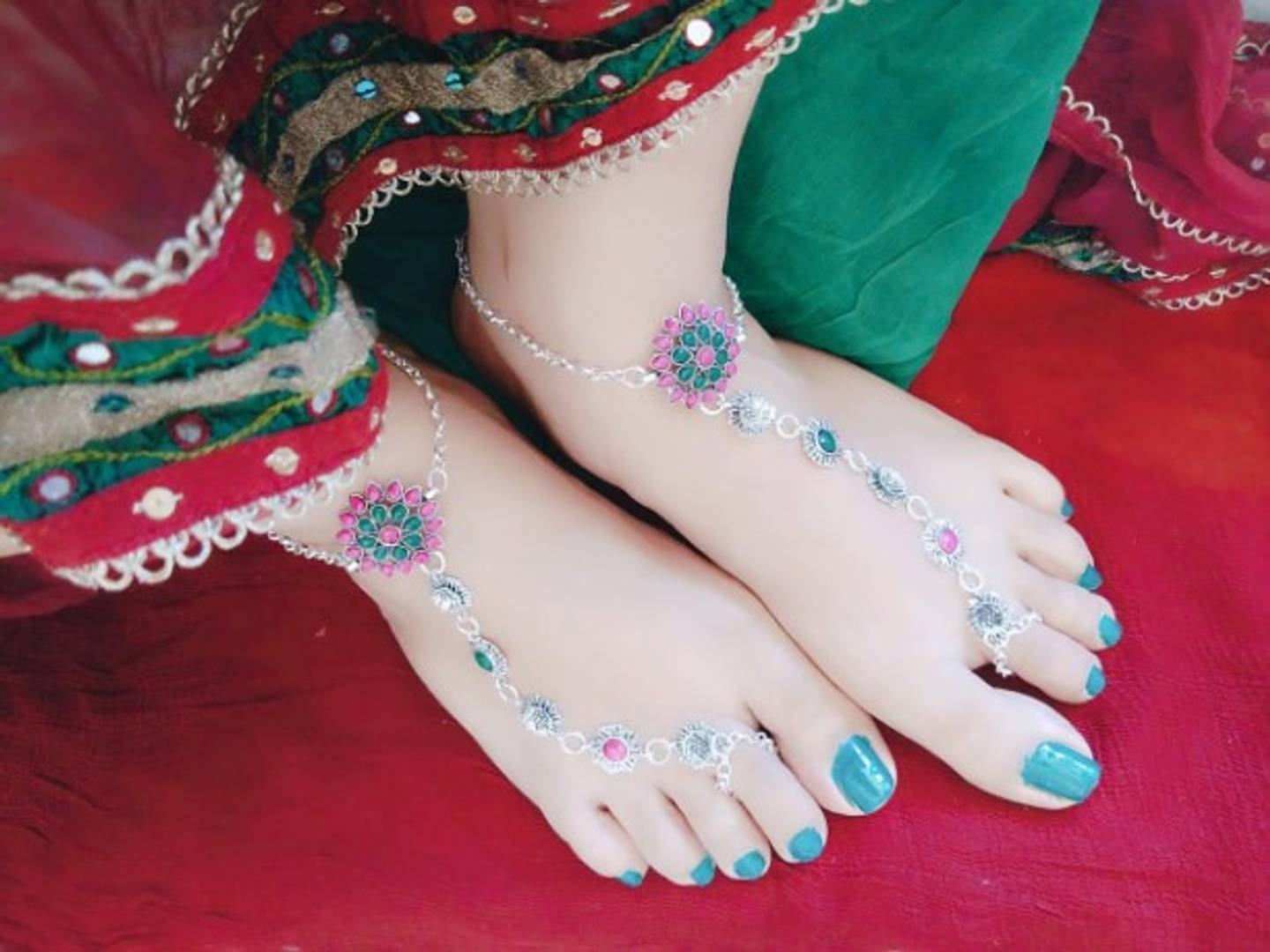 Trendy Beautiful Brass Silver Plated Anklets