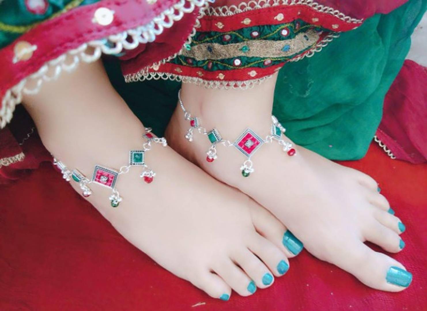 Trendy Beautiful Brass Silver Plated Anklets