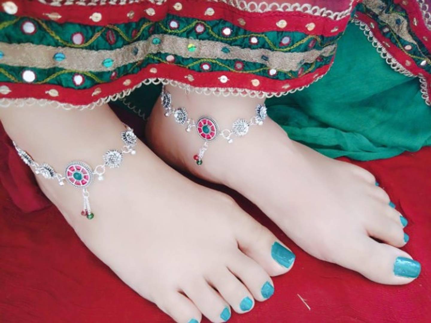 Trendy Beautiful Brass Silver Plated Anklets