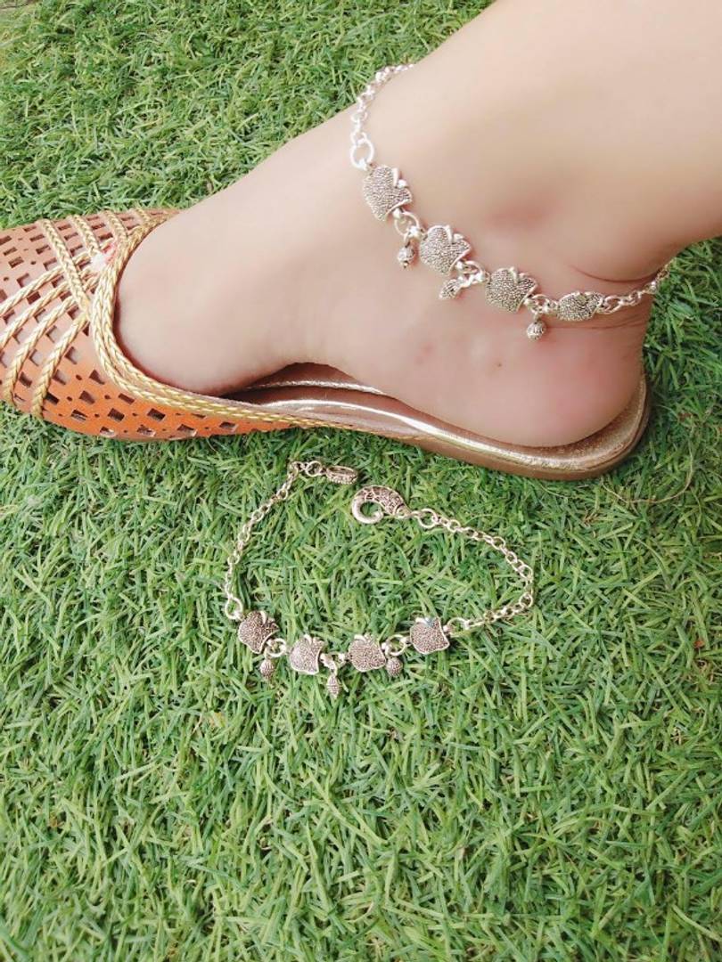 Trendy Beautiful Brass Silver Plated Anklets