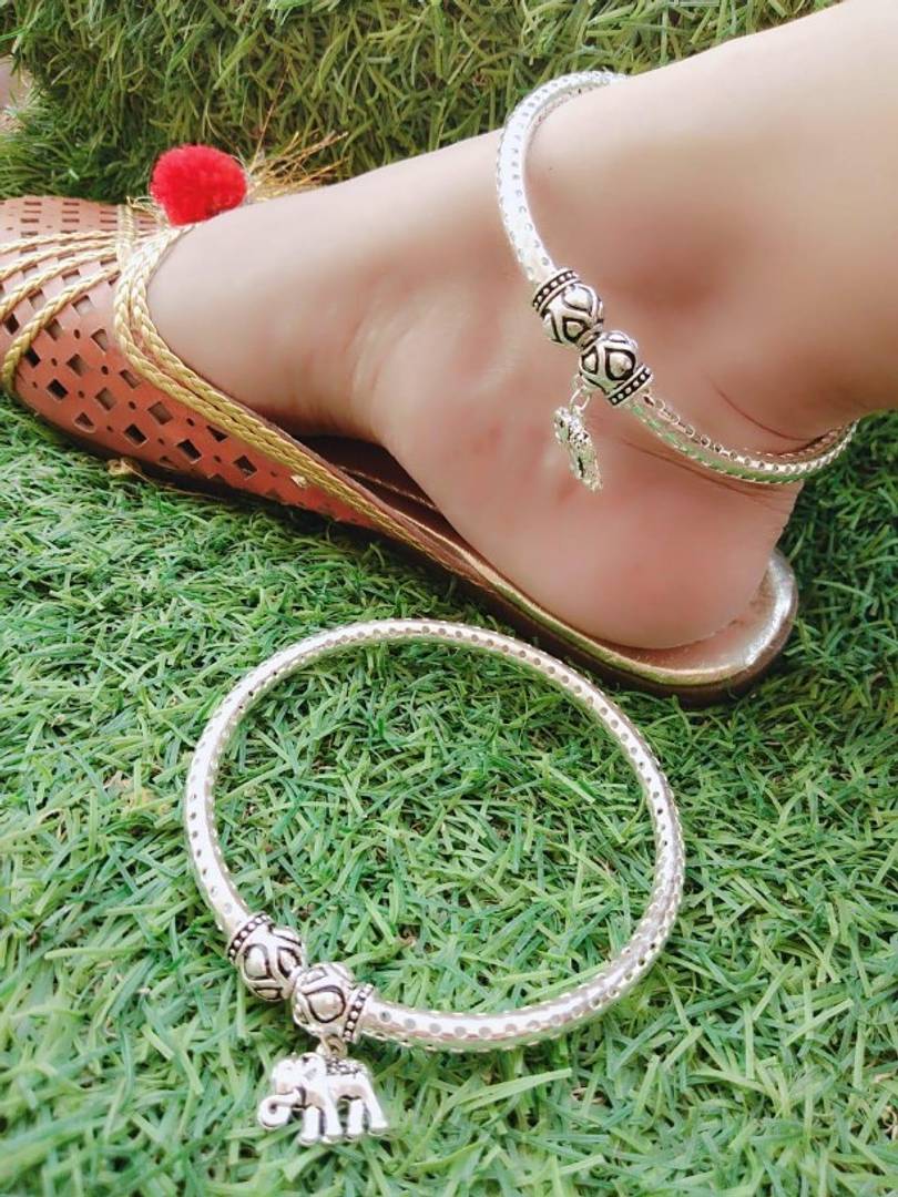Trendy Beautiful Brass Silver Plated Anklets
