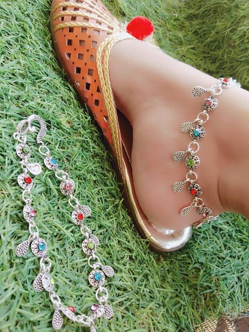 Trendy Beautiful Brass Silver Plated Anklets