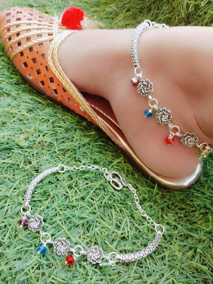 Trendy silver anklets sale