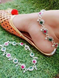 Trendy Beautiful Brass Silver Plated Anklets