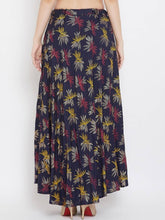 Load image into Gallery viewer, Women Navy Blue &amp; Purple Printed Flared Maxi Skirt