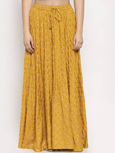 Load image into Gallery viewer, Women Mustard Yellow Checked Flared Maxi Skirt