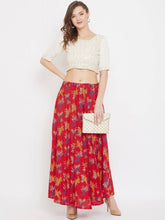 Load image into Gallery viewer, Women Red &amp; Blue Printed Flared Maxi Skirt