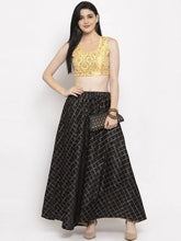 Load image into Gallery viewer, Women Black Checked Flared Maxi Skirt