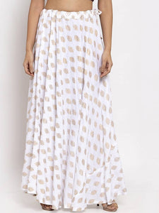 Women White Printed Skirt