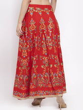 Load image into Gallery viewer, Women Red &amp; Orange Printed Flared Maxi Skirt