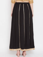 Load image into Gallery viewer, Women Black &amp; Gold-Coloured Embellished Flared Maxi Skirt