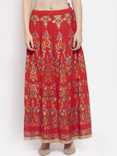 Load image into Gallery viewer, Women Red &amp; Orange Printed Flared Maxi Skirt