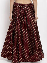 Load image into Gallery viewer, Women Burgundy &amp; Gold-Coloured Printed Flared Maxi Skirt