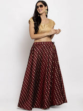 Load image into Gallery viewer, Women Burgundy &amp; Gold-Coloured Printed Flared Maxi Skirt