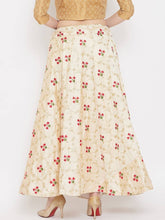 Load image into Gallery viewer, Women Beige &amp; Red Floral Embroidered A-Line Maxi Skirt