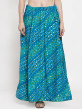 Load image into Gallery viewer, Women Blue &amp; Green Printed Flared Maxi Skirt