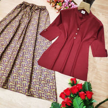 Load image into Gallery viewer, Stunning Maroon Rayon 14 Kg Solid Short Kurta with Digital Printed Skirt Set For Women And Girls