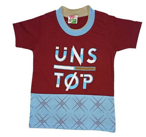 Kids Round Neck T-Shirt With Half Pant (Mehroon)