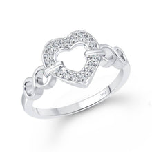 Load image into Gallery viewer, Silver Plated Classic Proposal Heart Ring Girls Valentine Gift with Scented Velvet Rose Ring Box for women and girls and your Valentine. Alloy Cubic Zirconia Rhodium Plated Ring