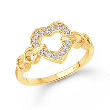 Load image into Gallery viewer, Silver Plated Classic Proposal Heart Ring Girls Valentine Gift with Scented Velvet Rose Ring Box for women and girls and your Valentine. Alloy Cubic Zirconia Gold Plated Ring