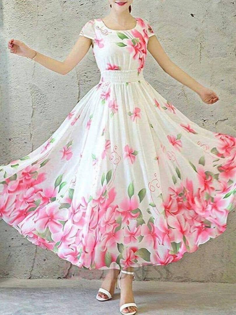Stylish Faux Georgette Floral Printed Gown For Women